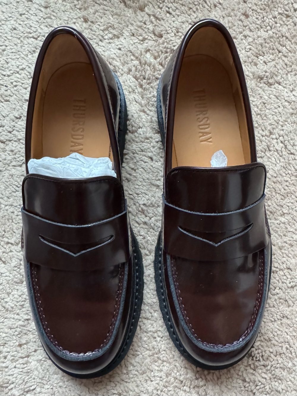 Burgundy Leather Penny Loafers for Women
